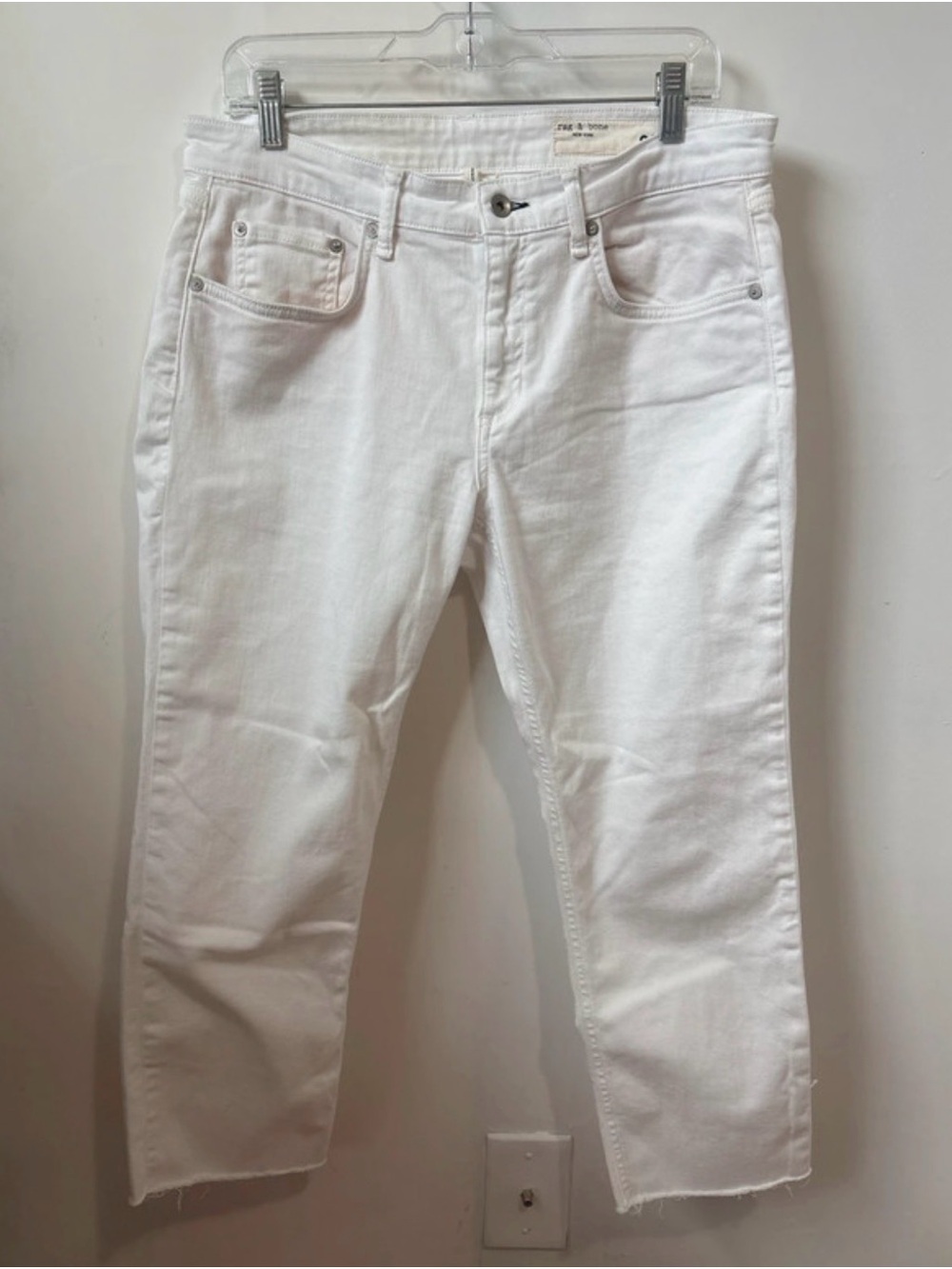 rag & bone White Cropped Straight Jeans